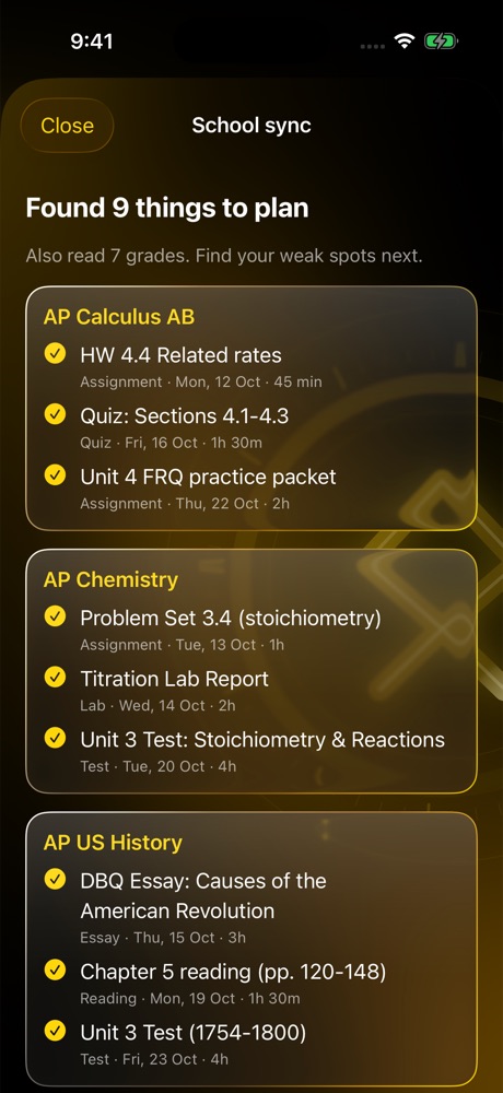 School sync results